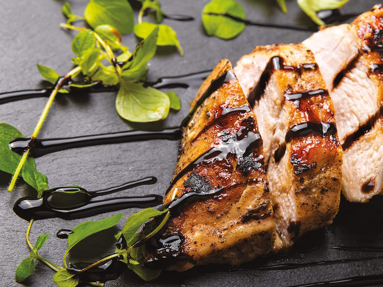 Poulet roti avec vinaigre denso