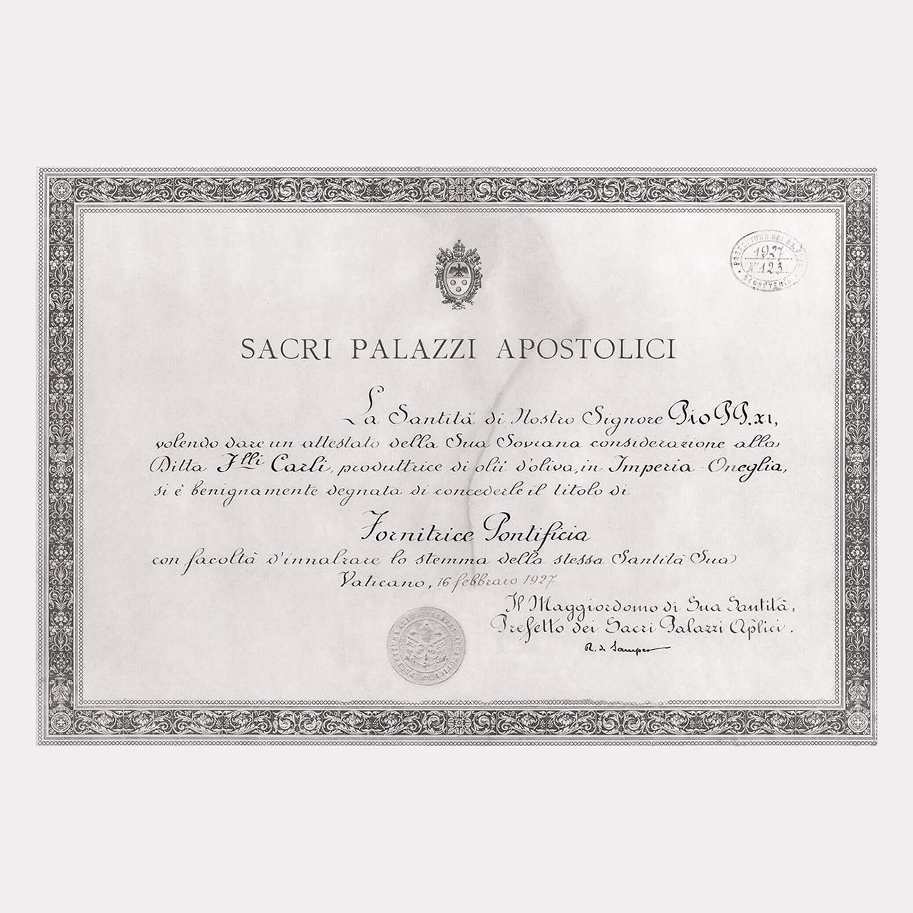 Attestation du Pape Pie XI